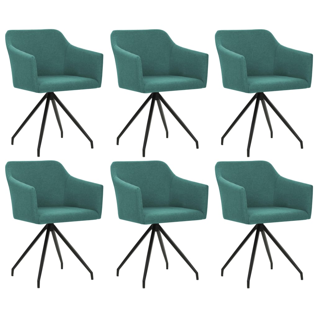 Scaune de bucătărie pivotante, 6 buc., verde, material textil