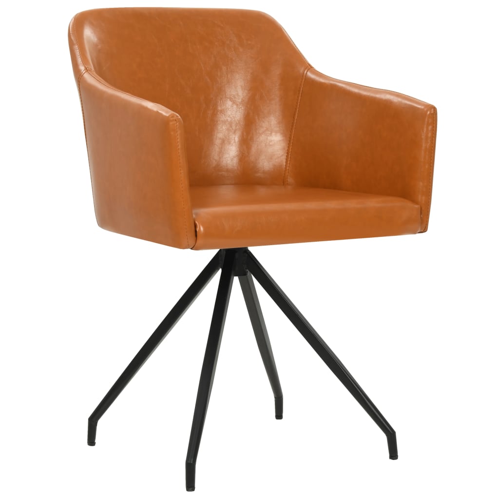 vidaXL Besisukančios valgomojo kėdės, 6vnt., rudos, dirbtinė oda