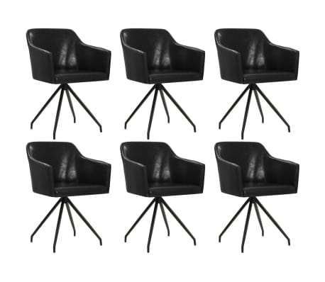 Similicuir Pcs Manger Vidaxl Pivotante 6 À Salle Noir Chaise De WIHYeD29E
