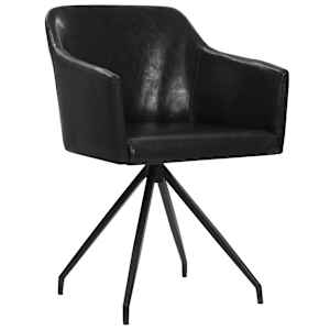 vidaXL Pasukamos valgomojo kėdės, 6vnt., juodos spalvos, dirbtinė oda