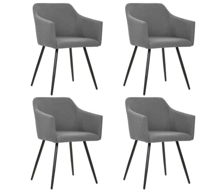 vidaXL Chaises de salle à manger 4 pcs Gris clair Tissu vidaXL Chaises de salle à manger 4 pcs Gris clair Tissu
