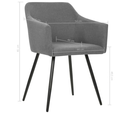 vidaXL Chaises de salle à manger 4 pcs Gris clair Tissu vidaXL Chaises de salle à manger 4 pcs Gris clair Tissu