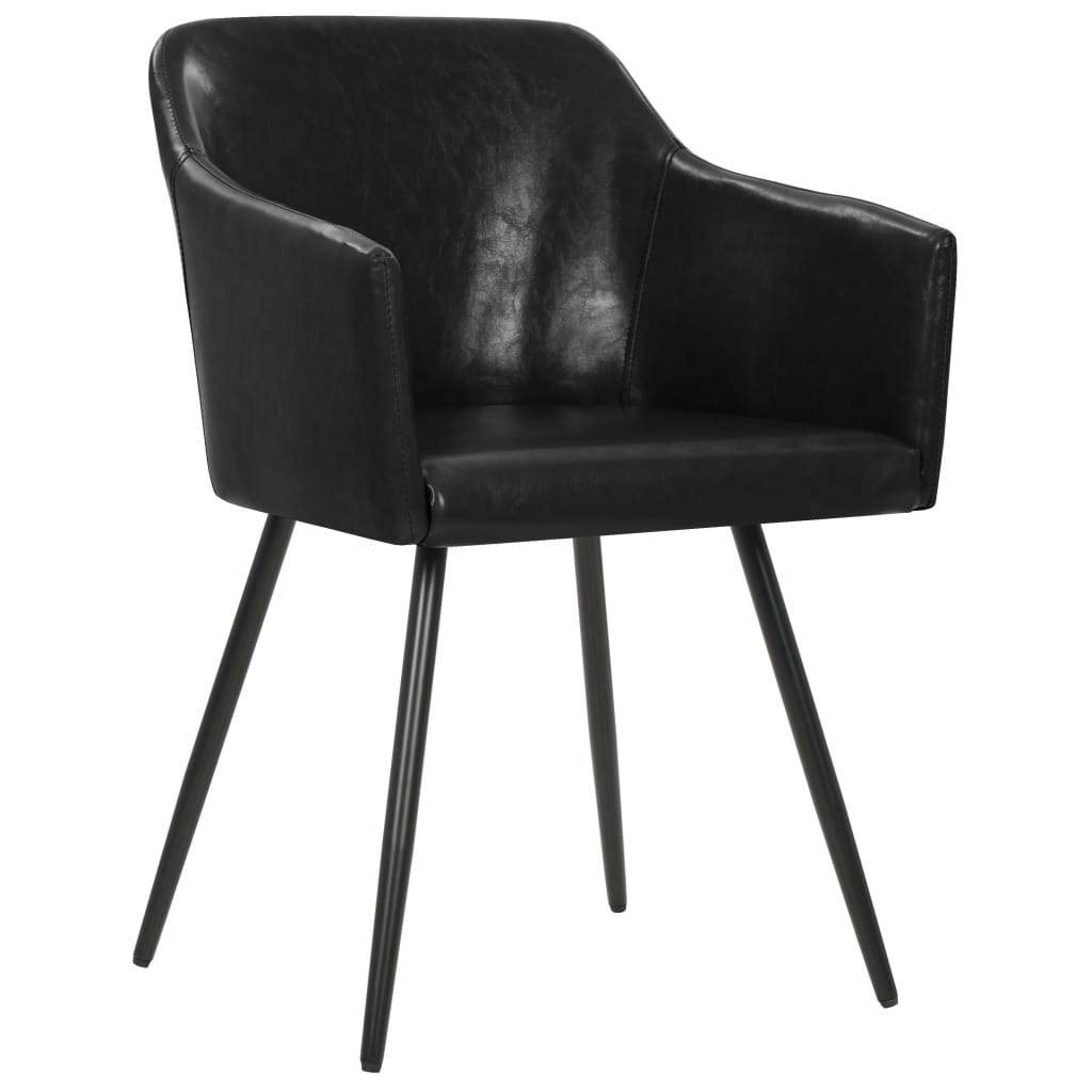 vidaXL valgomojo kėdės, 6vnt., juodos spalvos, dirbtinė oda