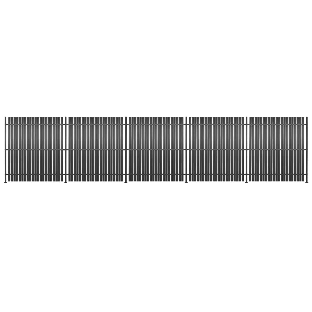 vidaXL Panel de valla de aluminio 5 unidades 900x180 cm gris antracita N/A