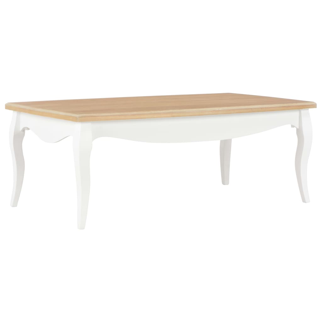 vidaXL Sohvapöytä valkoinen ja ruskea 110x60x40 cm täysi mänty