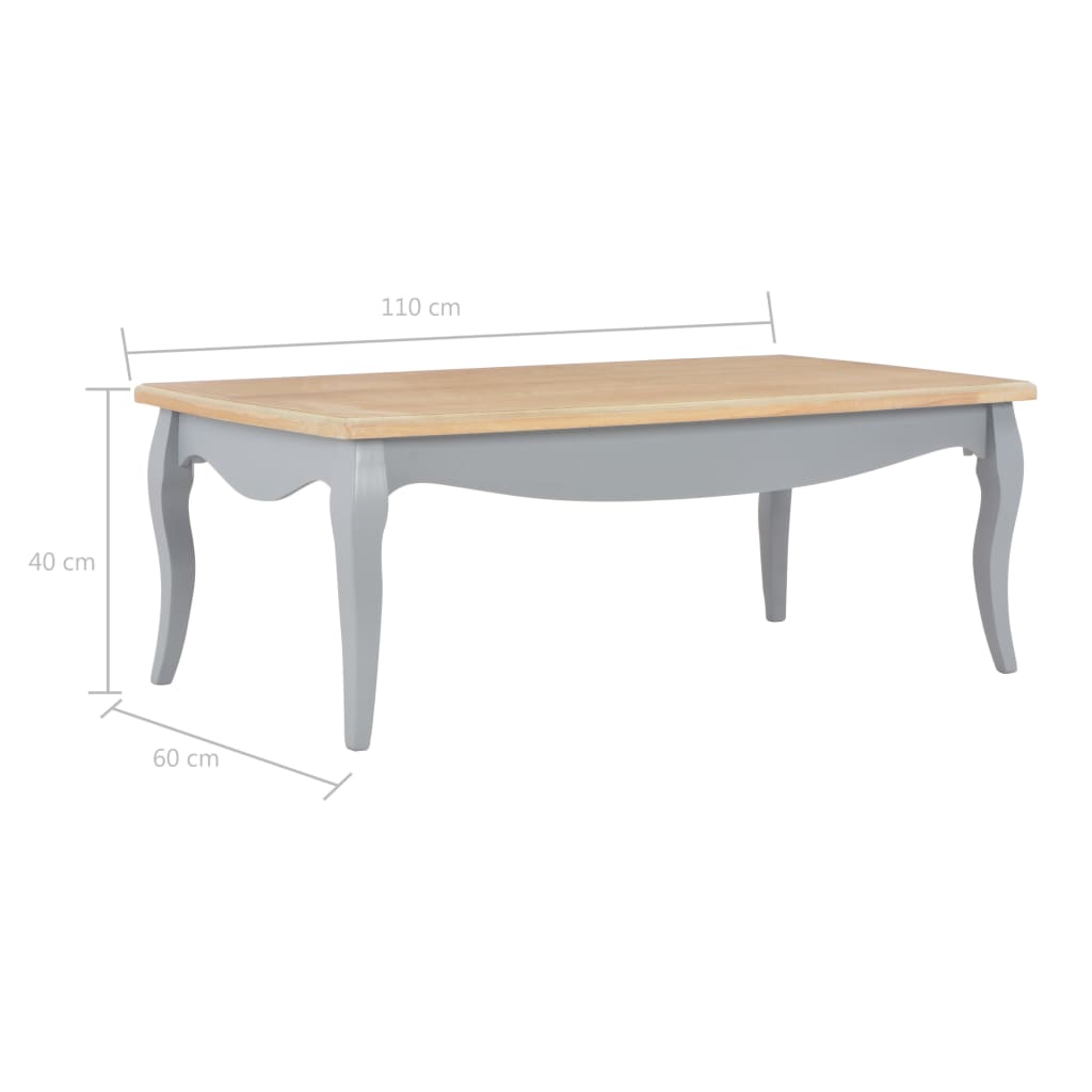 280002 vidaXL Coffee Table Grey and Brown 110x60x40 cm Solid Pine Wood