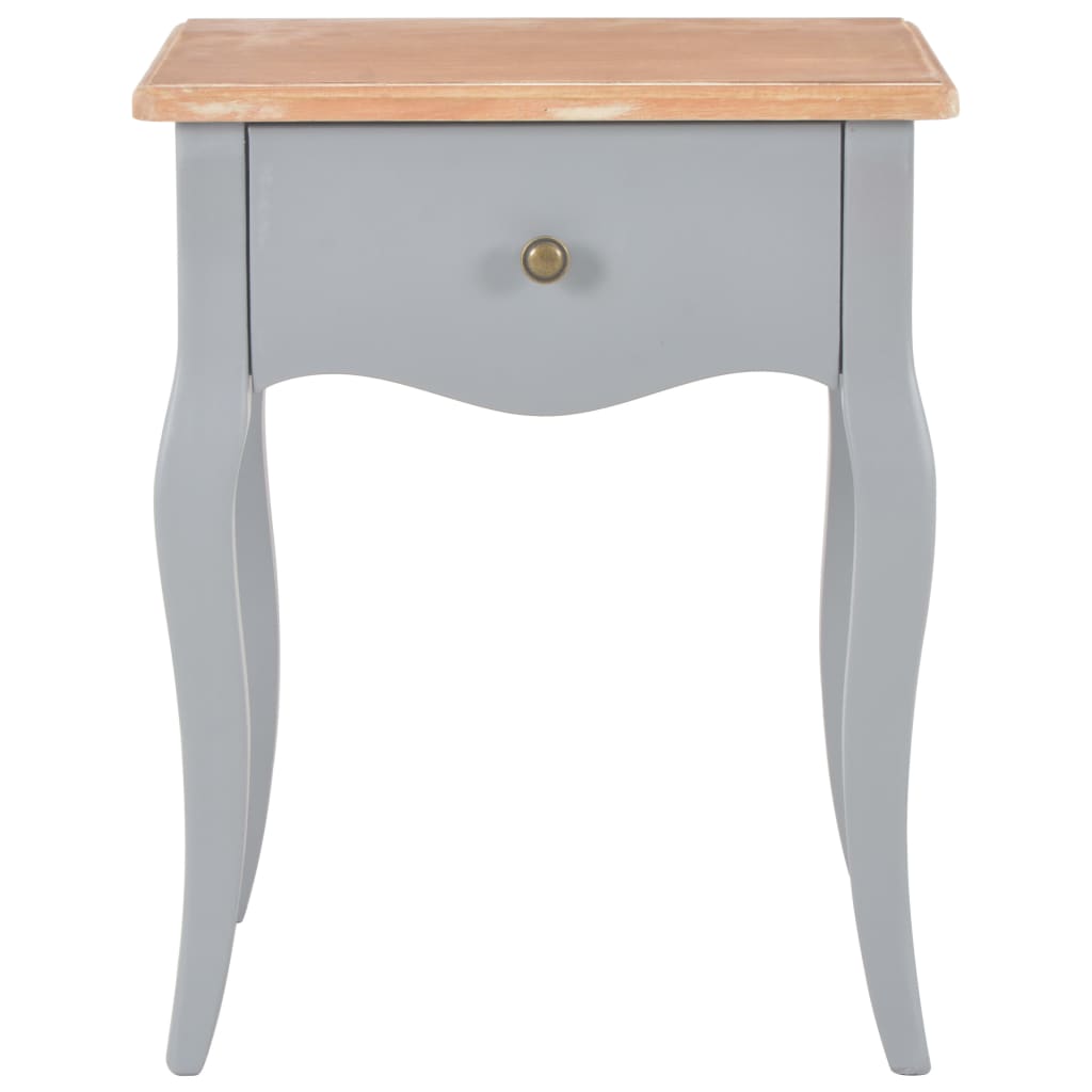 Noční stolek šedý a hnědý 40 x 30 x 50 cm masivní borové dřevo