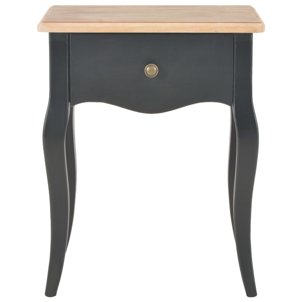 Noční stolek černý a hnědý 40 x 30 x 50 cm masivní borové dřevo