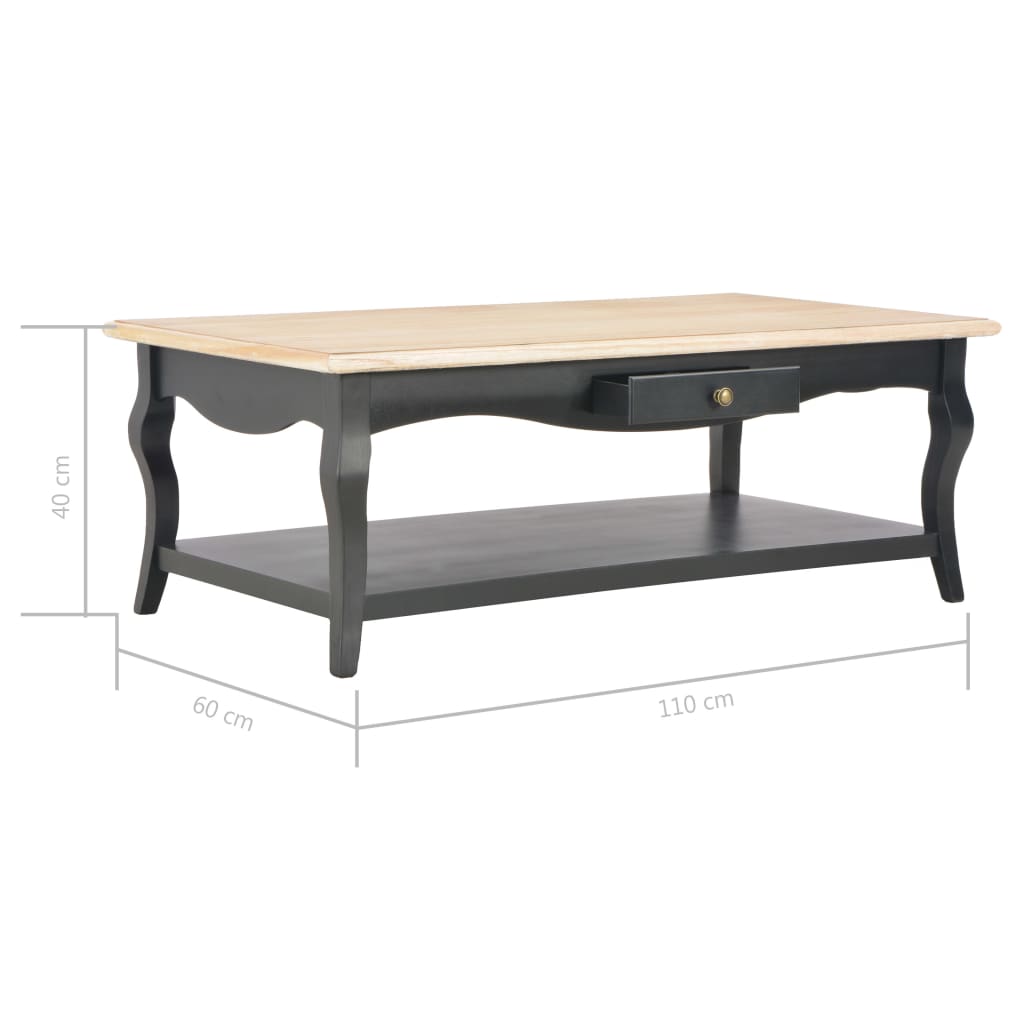 280013 vidaXL Coffee Table Black 110x60x40 cm MDF
