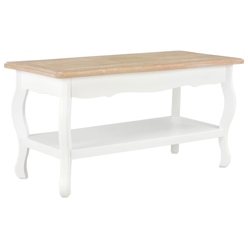 280023 Coffee Table White and Brown 87,5x42x44 cm Solid Pine Wood