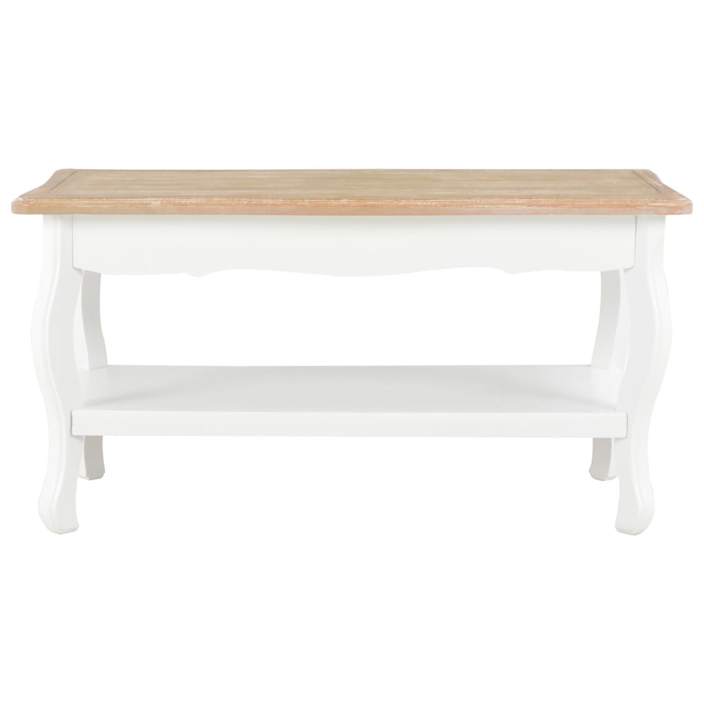 vidaXL Table basse Blanc et marron 87,5x42x44 cm Bois de pin massif