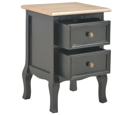 280040 vidaXL Bedside Cabinet Black 35x30x49 cm MDF