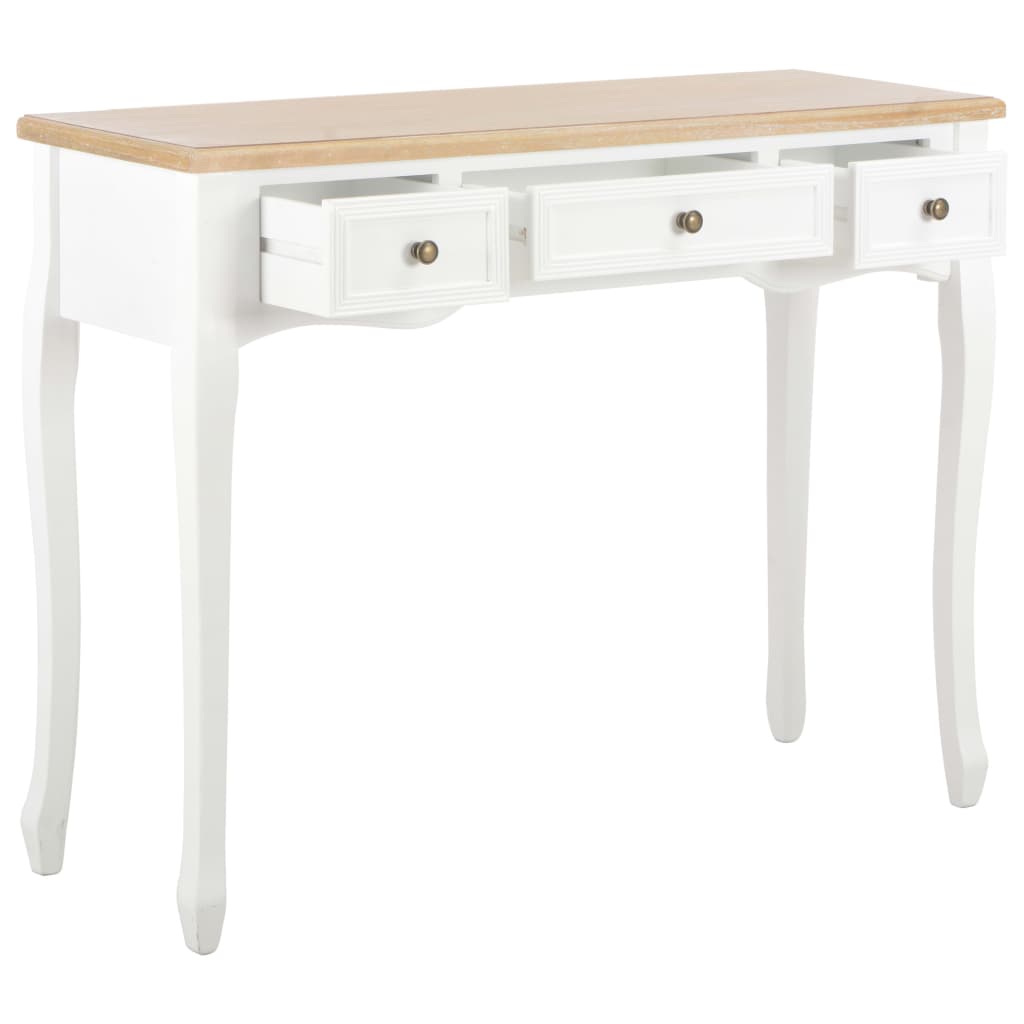 280044 vidaXL Dressing Console Table with 3 Drawers White
