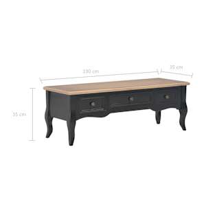 TV stolek černý 100 x 35 x 35 cm dřevěný - obrázek 8