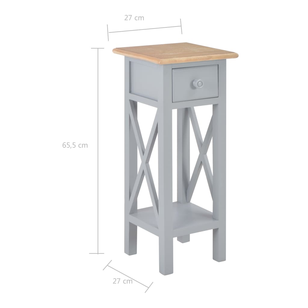 280058 vidaXL Side Table Grey 27x27x65,5 cm Wood