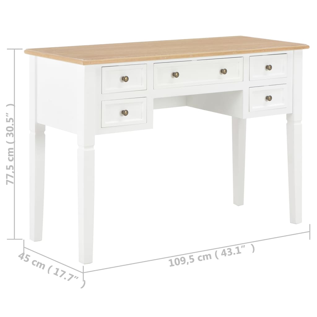 Fehér fa íróasztal 109,5 x 45 x 77,5 cm 
