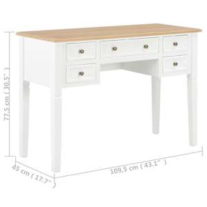 Psací stůl bílý 109,5 x 45 x 77,5 cm dřevo - obrázek 8