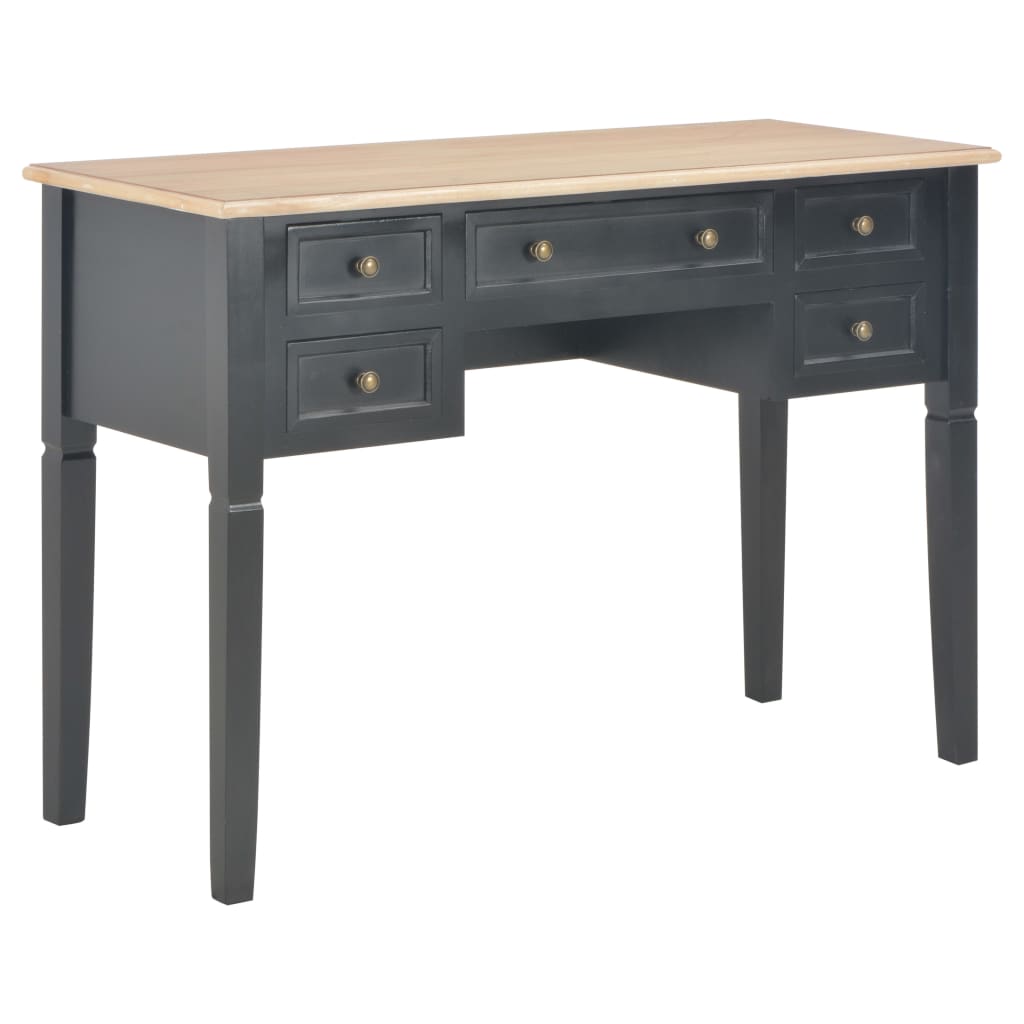 280071 vidaXL Writing Desk Black 109,5x45x77,5 cm Wood