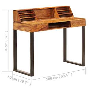 Psací stůl 110 x 50 x 94 cm masivní akácie a ocel - obrázek 9