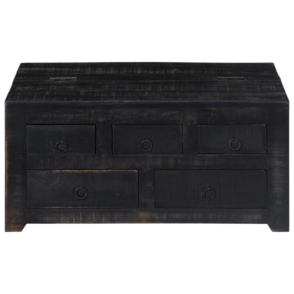 vidaXL Măsuță de cafea, negru, 65 x 65 x 30 cm, lemn masiv de mago