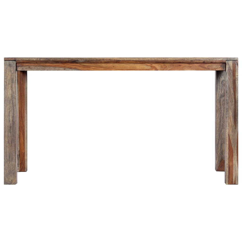 vidaXL Mesa de jantar 140x70x76 cm madeira de sheesham maciça cinzento