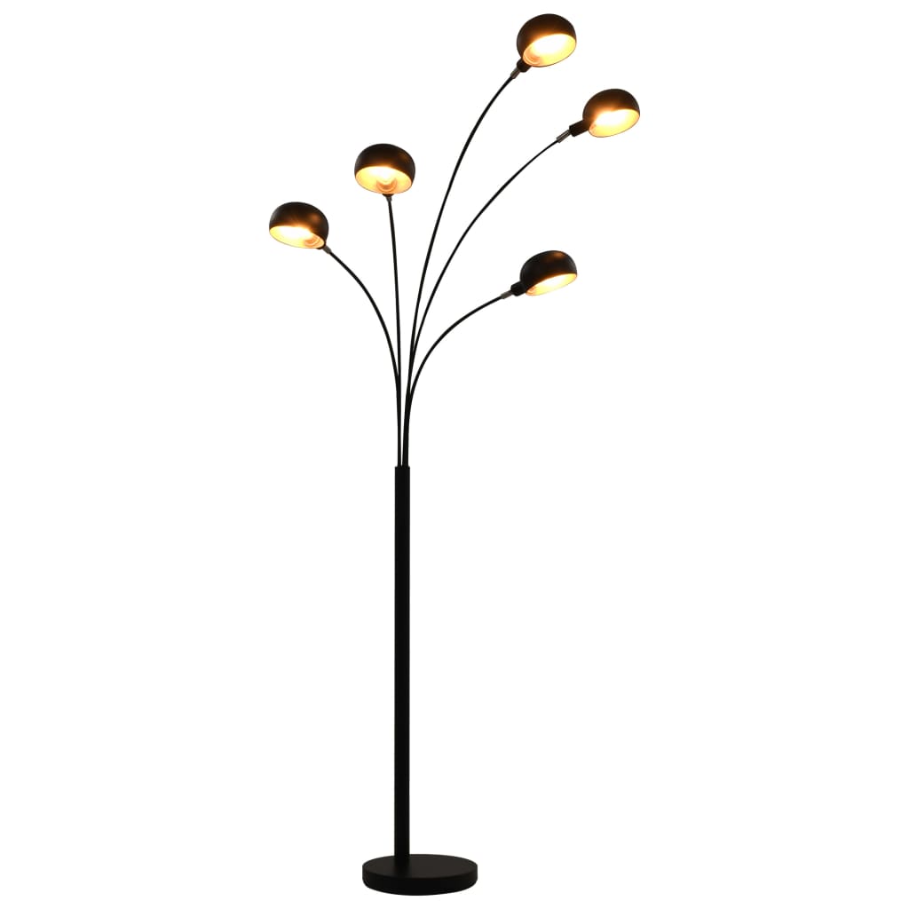 vidaXL LampÄƒ de podea, negru È™i auriu, 200 cm, 5 x E14