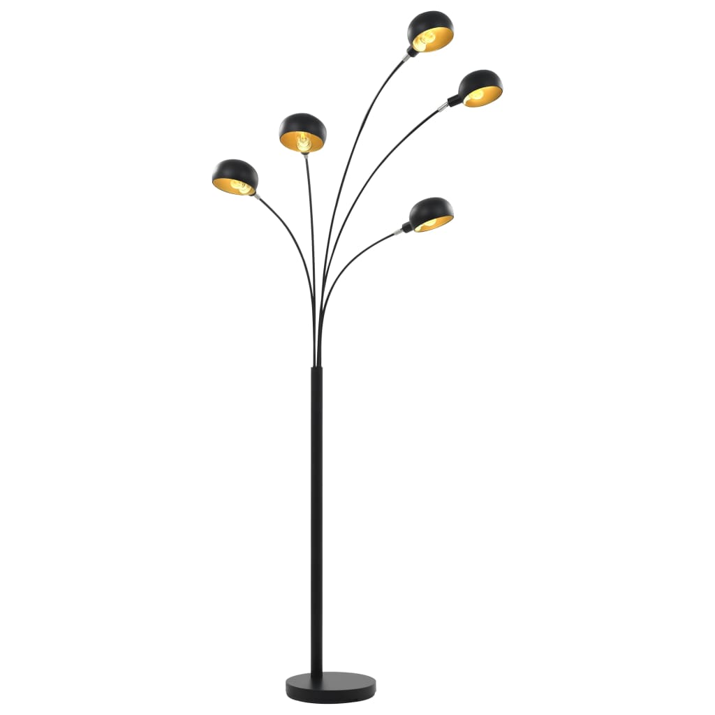 vidaXL Lámpara de pie negro y dorado 5 x E14 200 cm