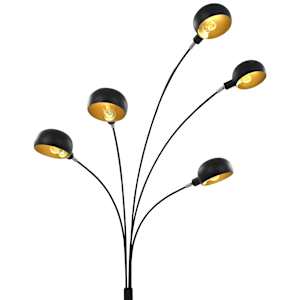 Stojací lampa 200 cm 5 x E14 černo-zlatá - obrázek 5