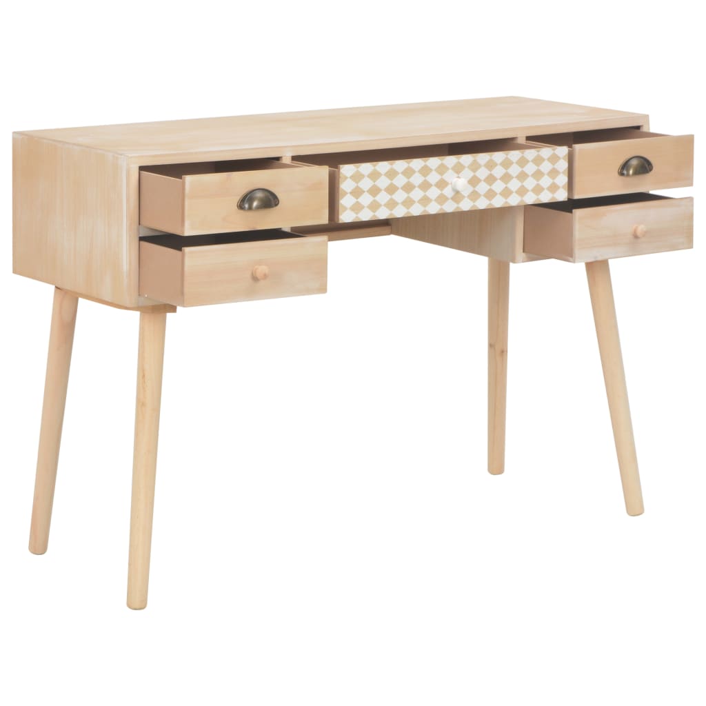 

vidaXL Bureau met 5 lades 114x40x75,5 cm massief grenenhout