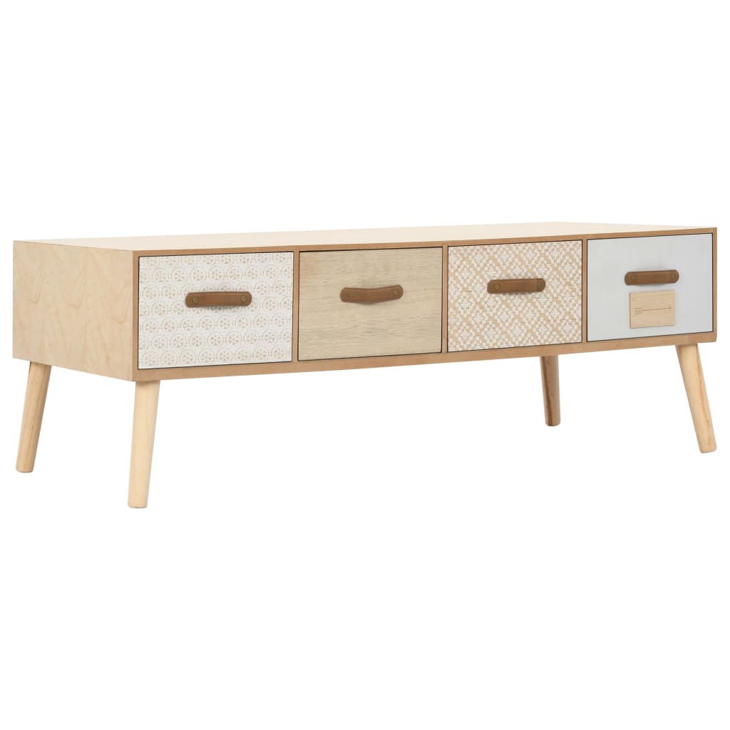 Coffee Table with 4 Drawers 110x50x40 cm Solid Pinewood