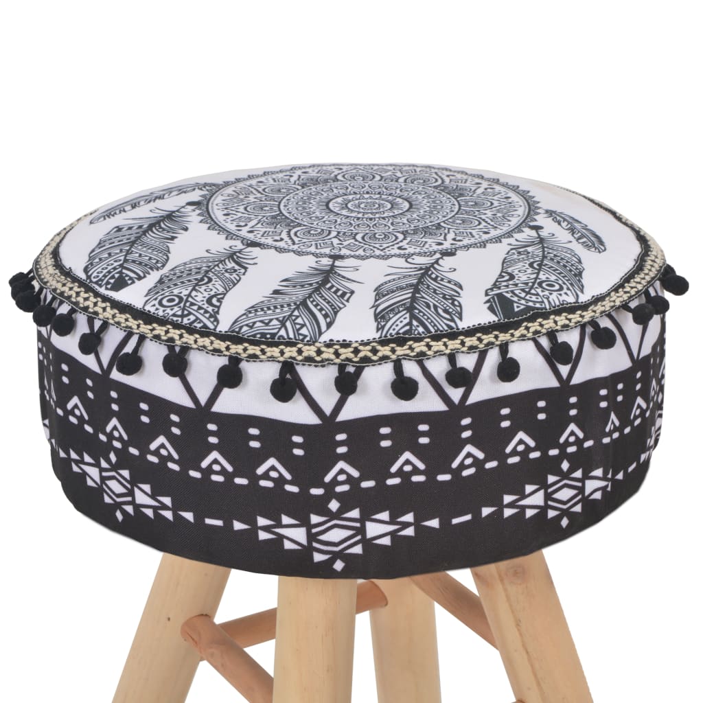 vidaXL Tabouret Blanc et noir Tissu