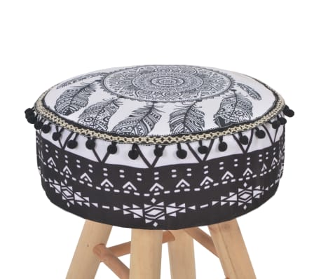 vidaXL Tabouret Blanc et noir Tissu