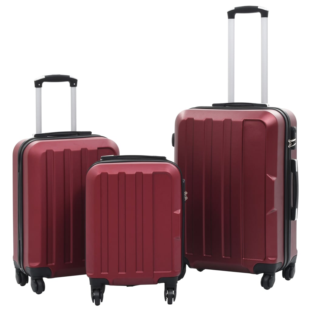 vidaXL Set valize cu carcasă rigidă, 3 buc., roșu vin, ABS vidaXL