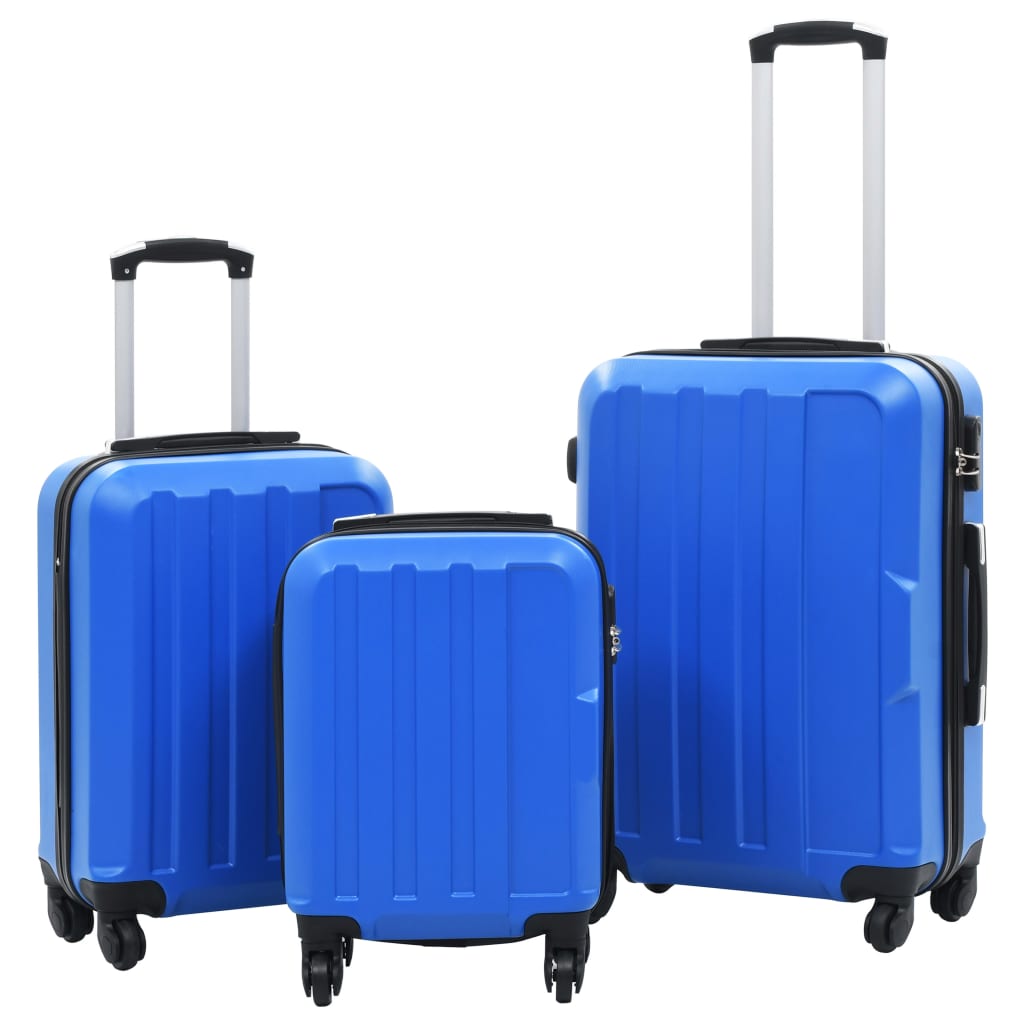 vidaXL Set valize cu carcasă rigidă, 3 buc., albastru, ABS poza vidaxl.ro