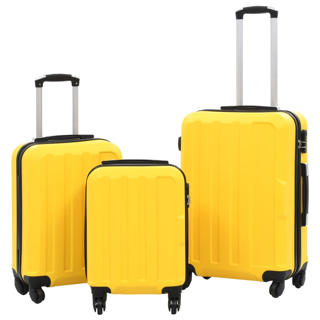 3 db sárga keményfalú ABS gurulós bőrönd 