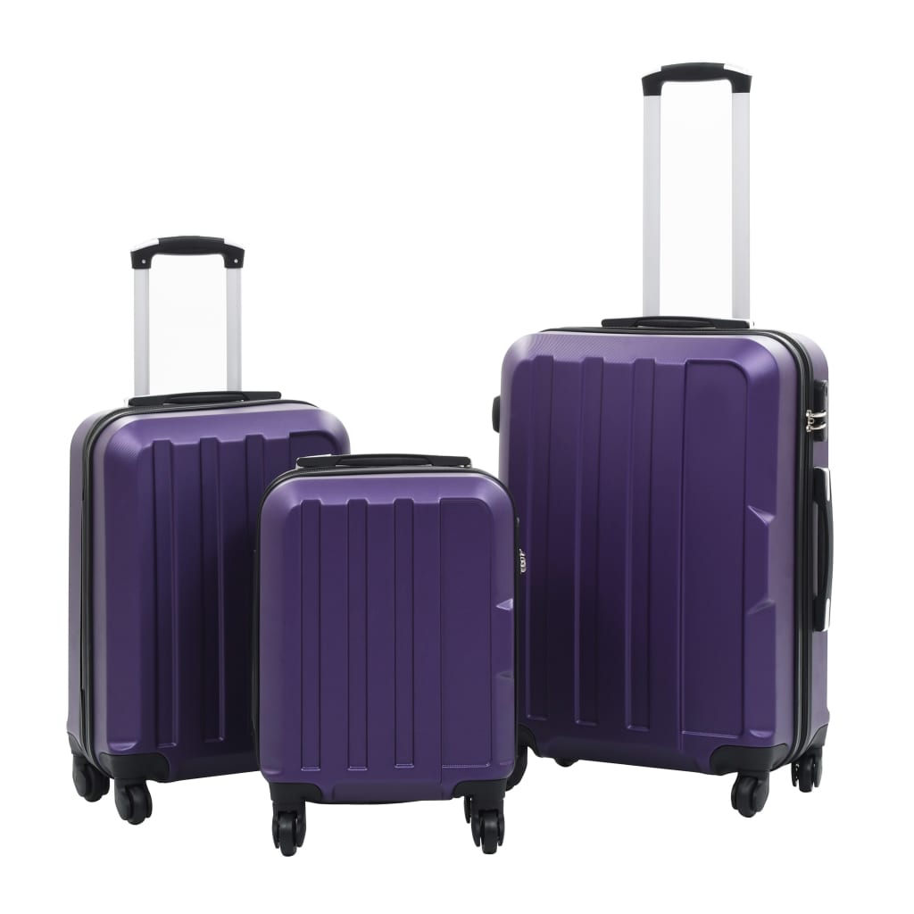 vidaXL Set valize carcasă rigidă, 3 buc., mov, ABS vidaXL
