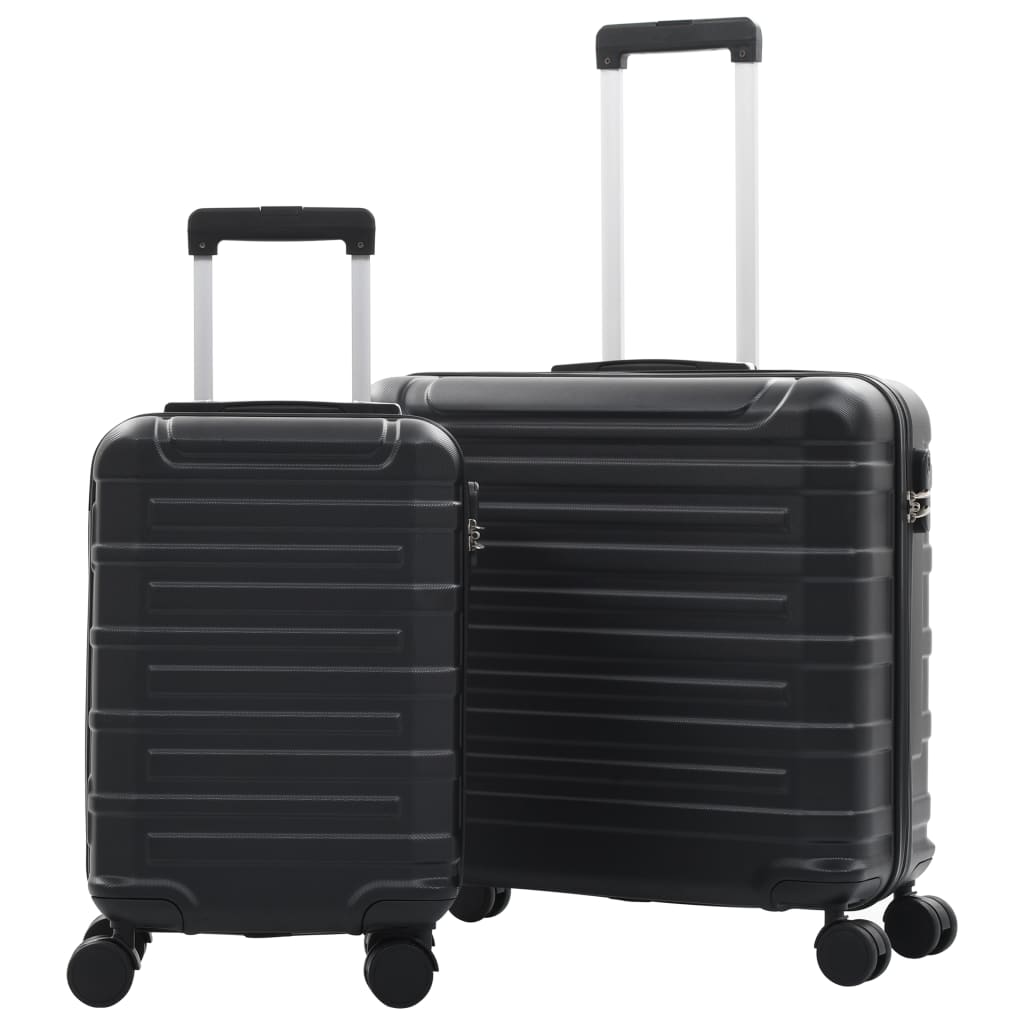 vidaXL Set valiză carcasă rigidă, 2 buc., negru, ABS vidaxl.ro