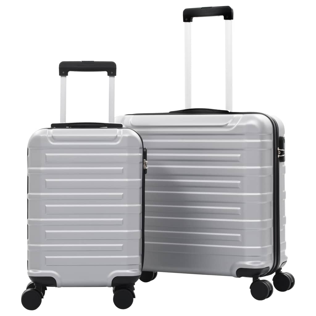 vidaXL Set valiză carcasă rigidă, 2 buc., argintiu, ABS vidaxl.ro