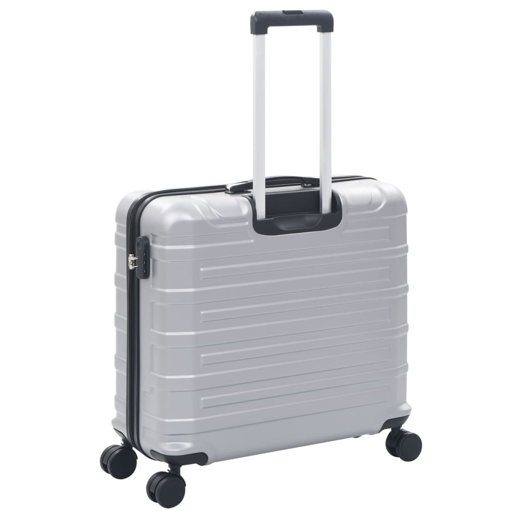 2 db ezüst színű keményfalú ABS gurulós bőrönd 