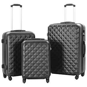 Trdi potovalni kovčki 3 kosi črni ABS
