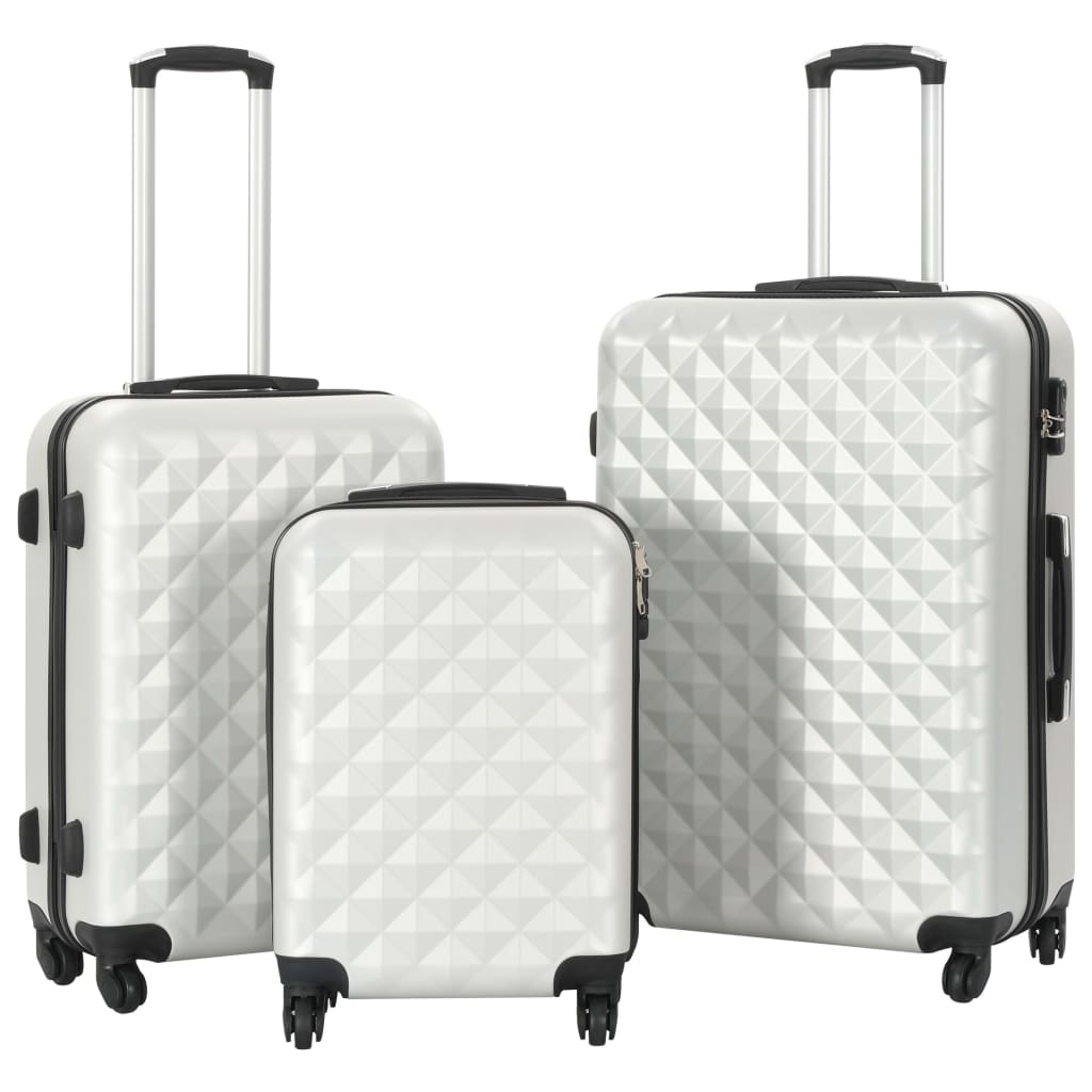 vidaXL Hartschalen-Trolley-Set 3 Stk. Helles Silber ABS