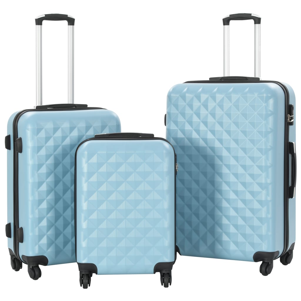 vidaXL Set valiză carcasă rigidă, 3 buc., albastru, ABS vidaXL