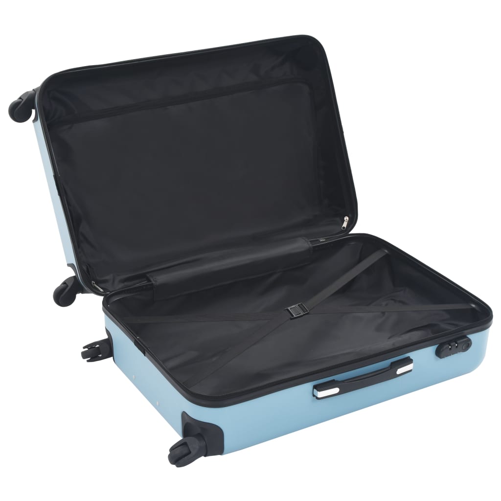 3 db kék keményfalú ABS gurulós bőrönd 