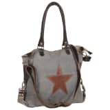 vidaXL Shopper Bag Dark Grey 41x63 cm Canvas and Real Leather