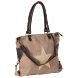 vidaXL Boodschappentas 41x63 cm canvas en echt leer bruin