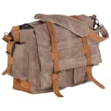 vidaXL Schoudertas 42x13x34,5 cm canvas en echt leer bruin