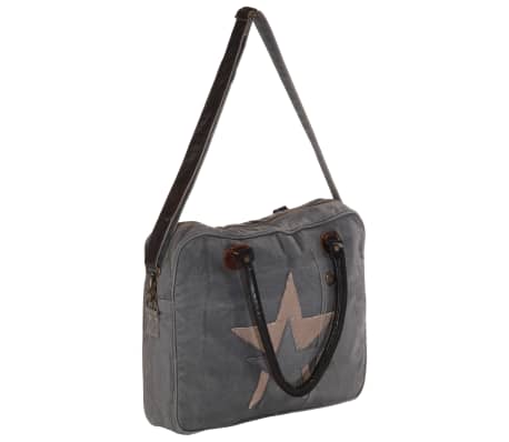 vidaXL Bolso de mano gris oscuro 40x54 cm lona y cuero real