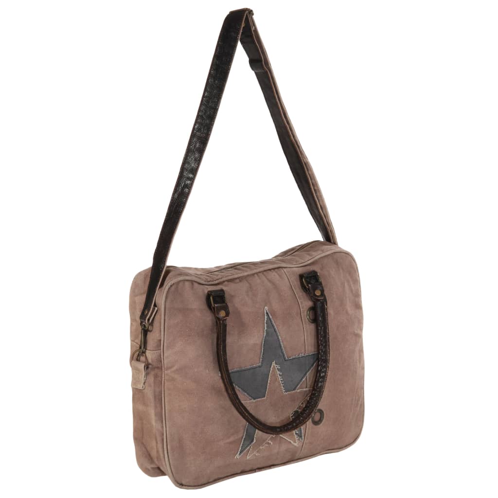 vidaXL håndtaske 40 x 54 cm kanvas og ægte læder brun