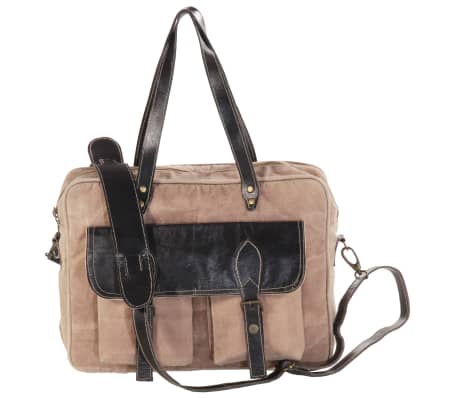 vidaXL Hand Bag Brown 40x53 cm Canvas and Real Leather