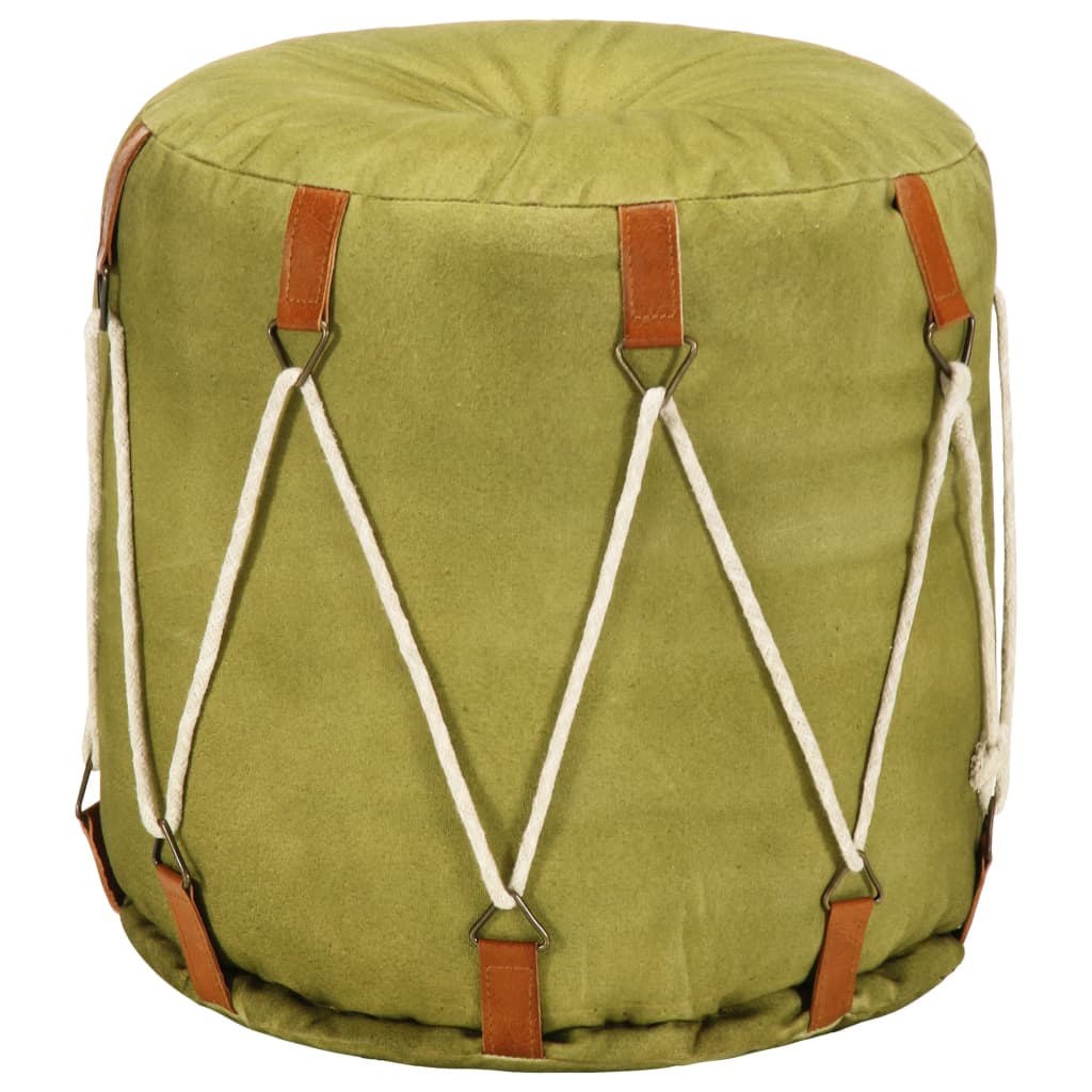 vidaXL Poef 40x40 cm katoen canvas groen vidaXL Poef 40x40 cm katoen canvas groen